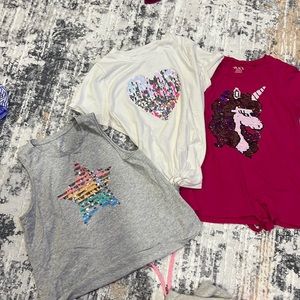 sequin flip tees , 2 short sleeve, one sleeveless